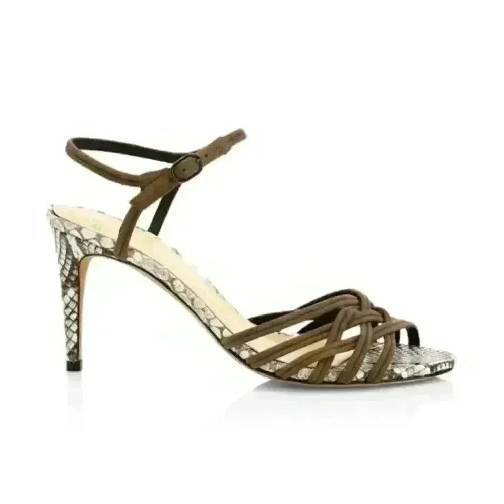 Alexandre Birman Berthe Leather Sandal Size 38 Snakeskin Suede Straps